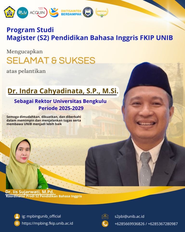 MPBIng FKIP UNIB Congratulates the Newly Appointed Rector of Universitas Bengkulu