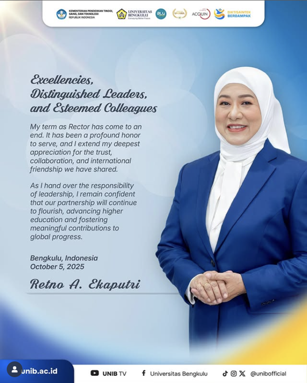 MPBIng FKIP UNIB Extends Deep Gratitude to Former Rector Dr. Retno Agustina Ekaputri, S.E., M.Sc.